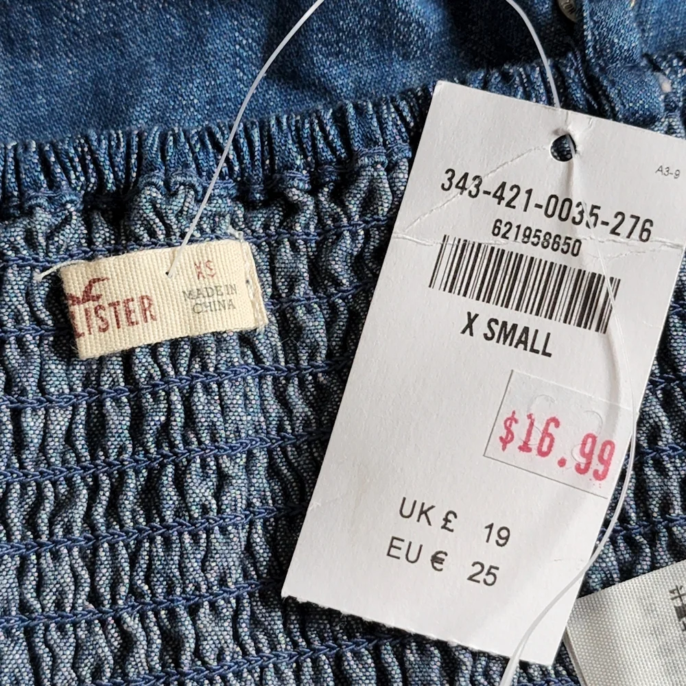 Hollister blue jean cropped top size XS new - Picture 4 of 7